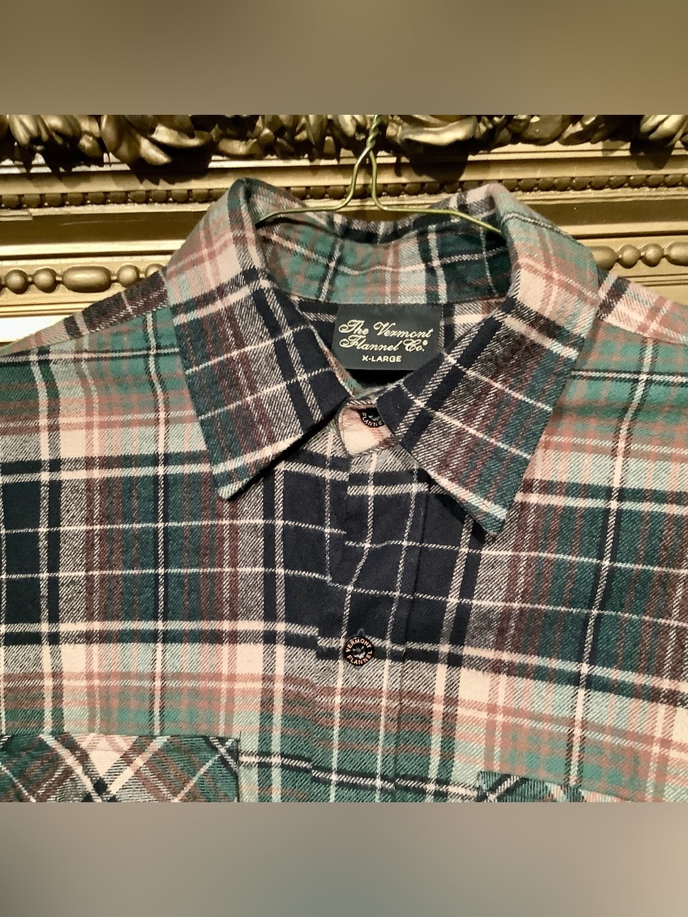 Vermont Flannel Co Shirt Green/Brown Plaid Outdoor USA MADE - Sz XL